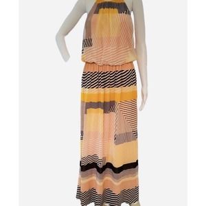 Vince Camuto Womens Maxi Tie Neck Halter Dress Size 8 Pullover Sleeveless Lined